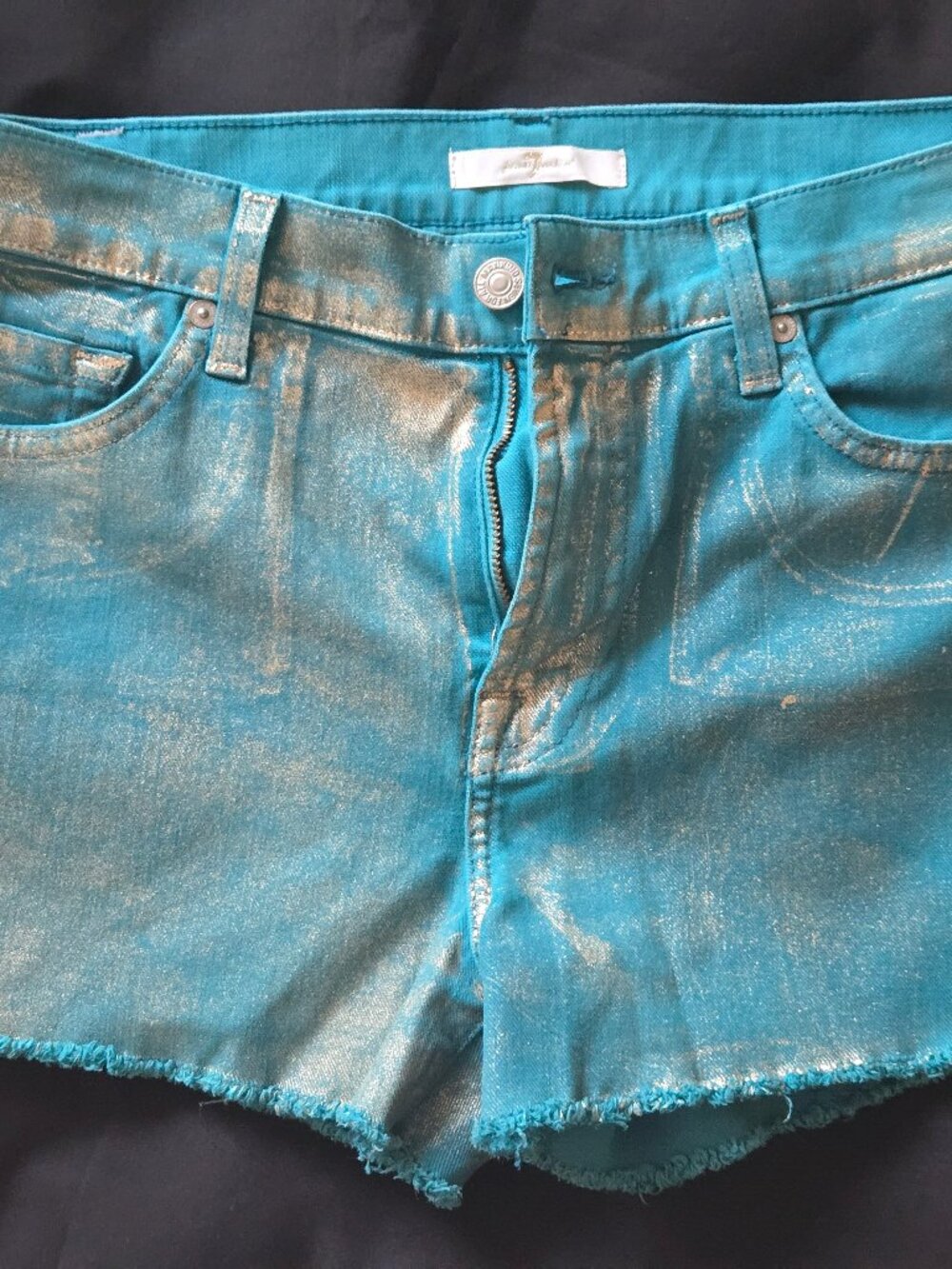 RARE Metallic Turquoise Denim Shorts (RN 115561) – Size 30